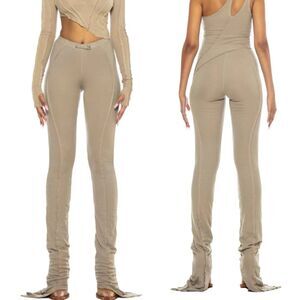 NWOT Sami Miro Vintage Asymmetric Pants in Taupe Rib XL